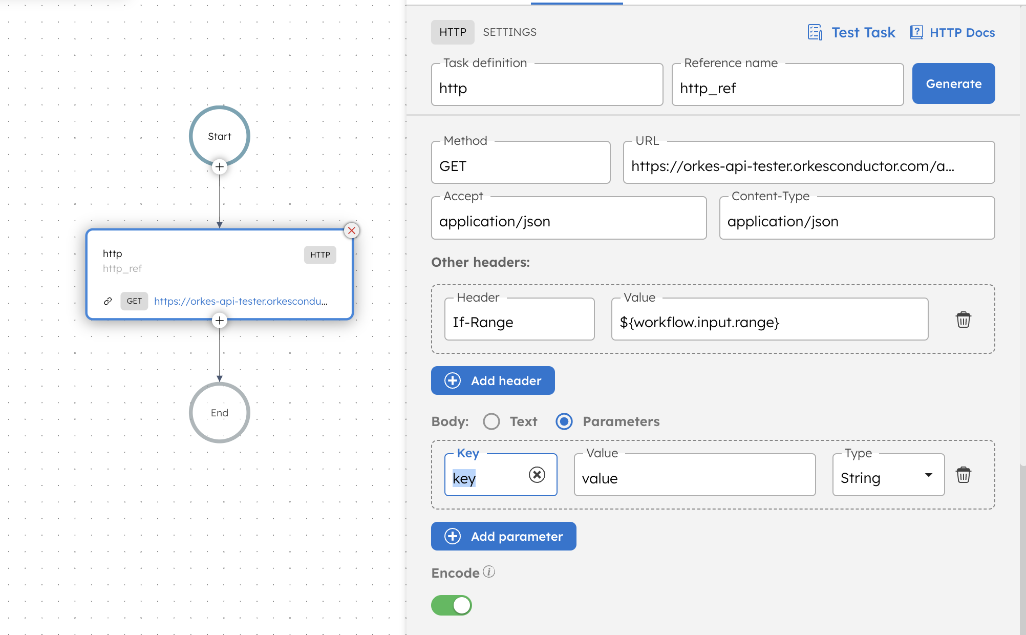 Adding HTTP task