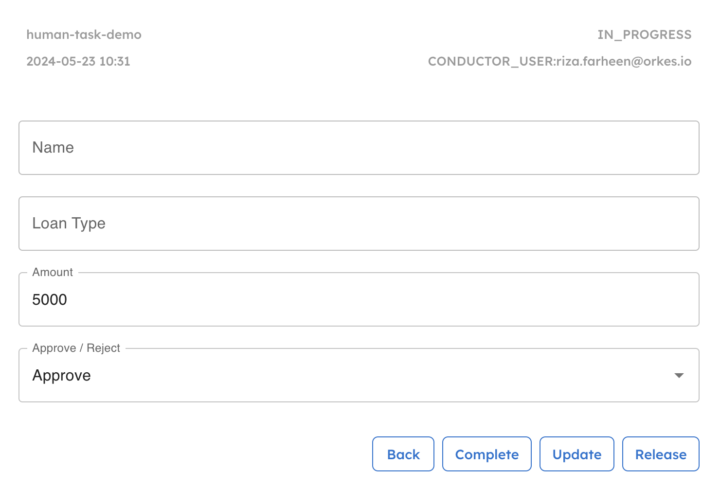 Update/Complete/Release forms