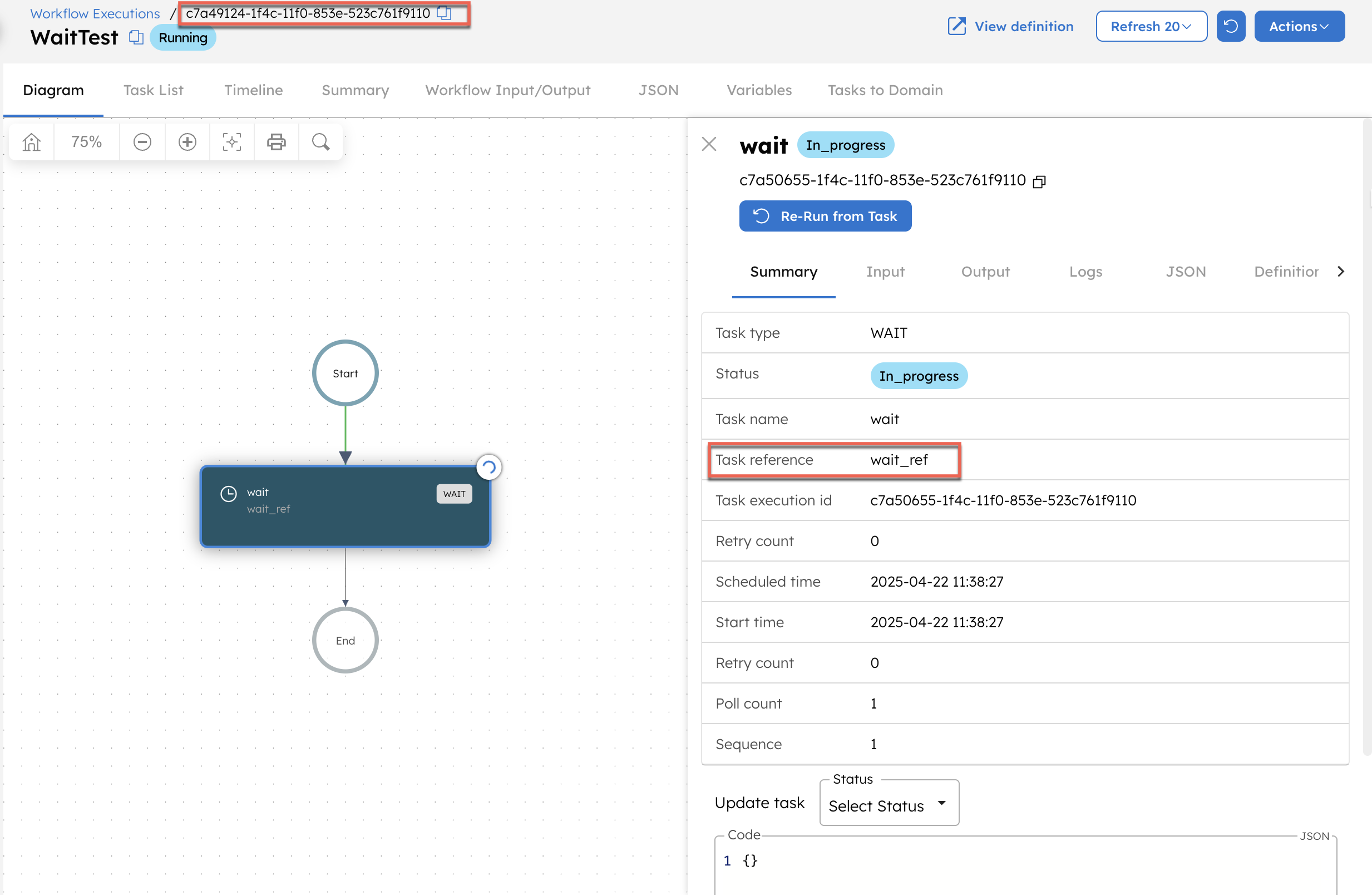 Workflow in running state