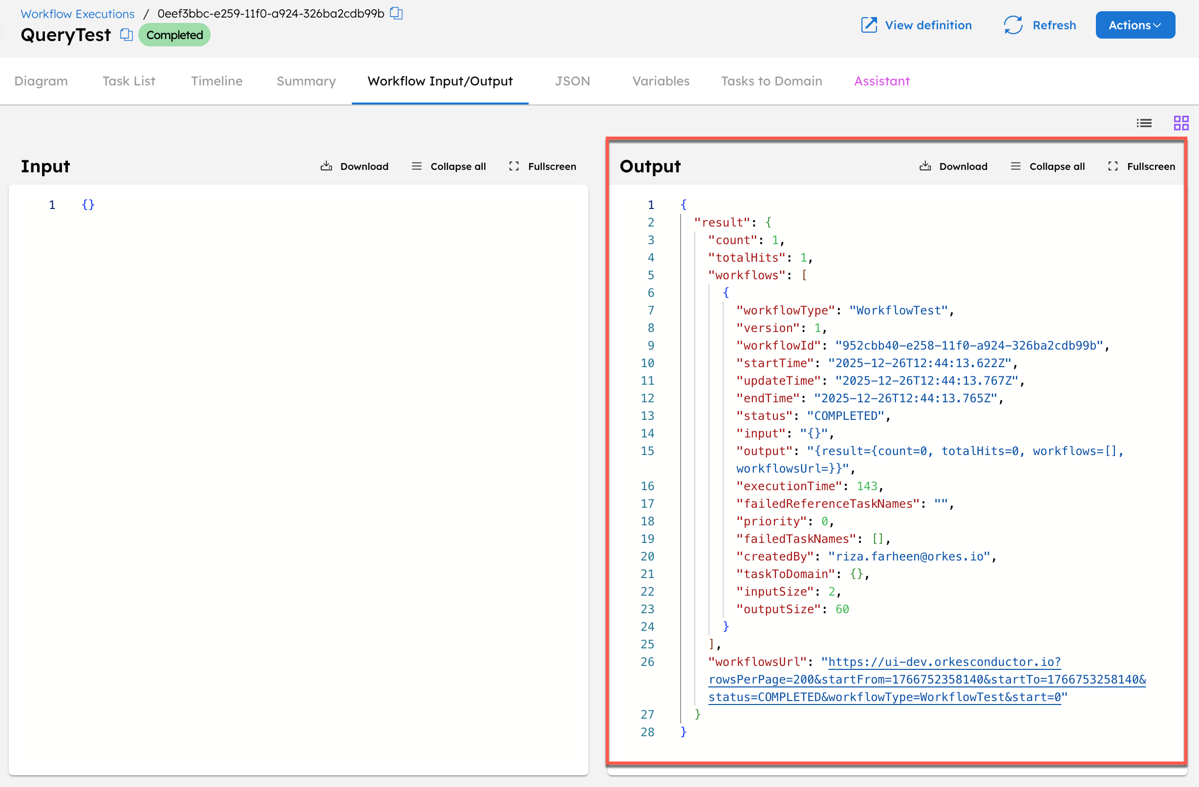 Example using Conductor API method