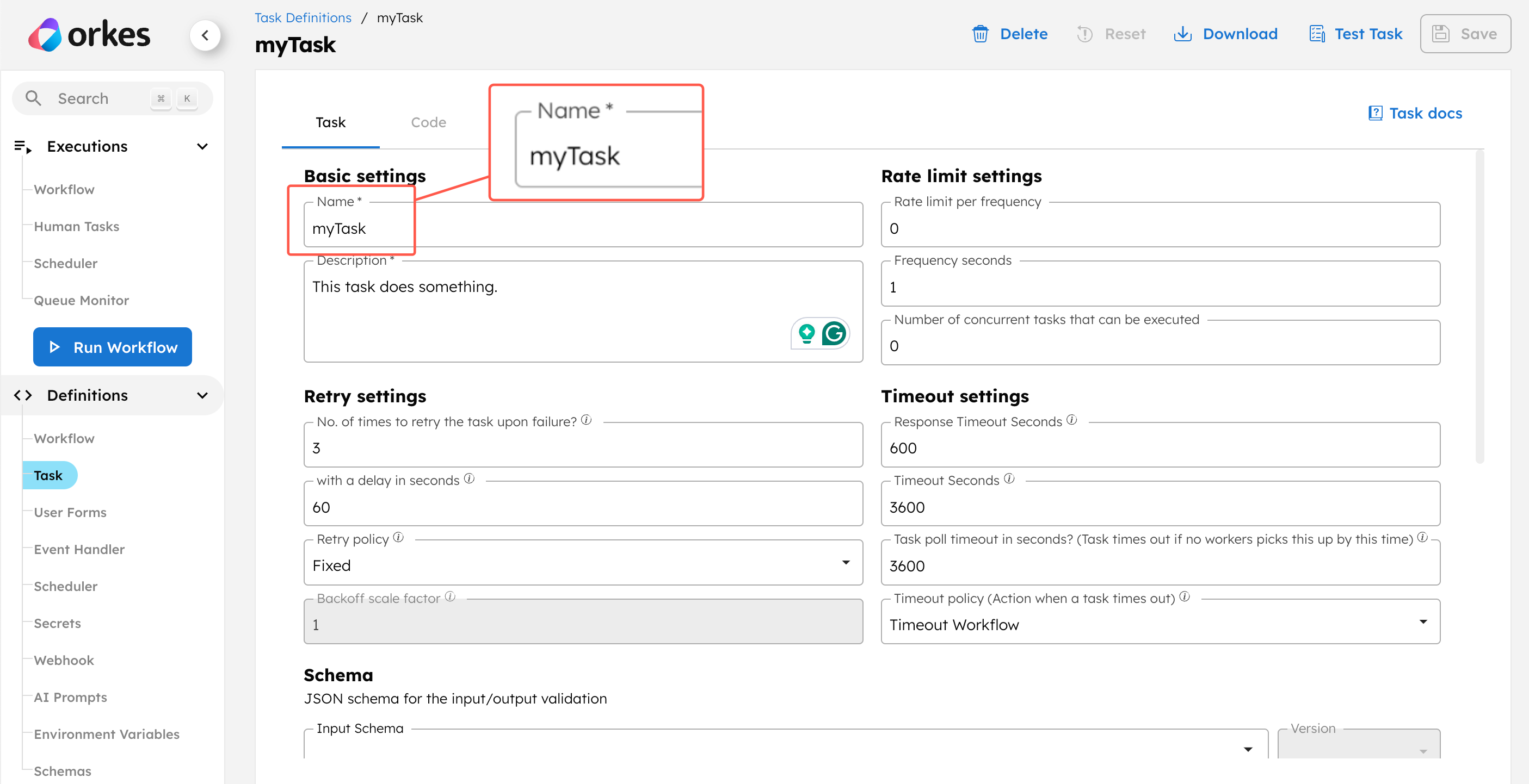 Define task in Orkes Conductor