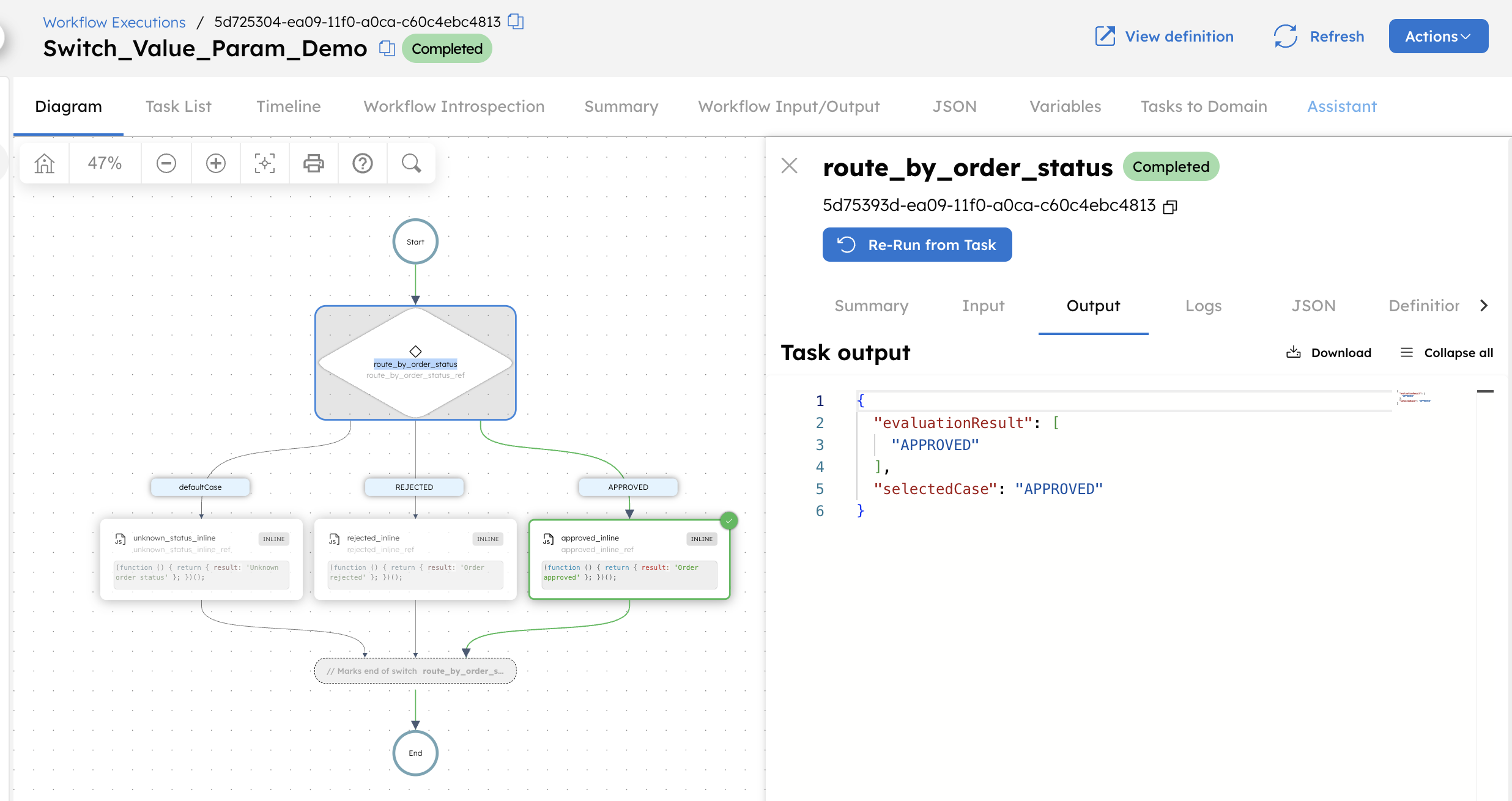 Evaluating the output of a Switch task execution in Conductor