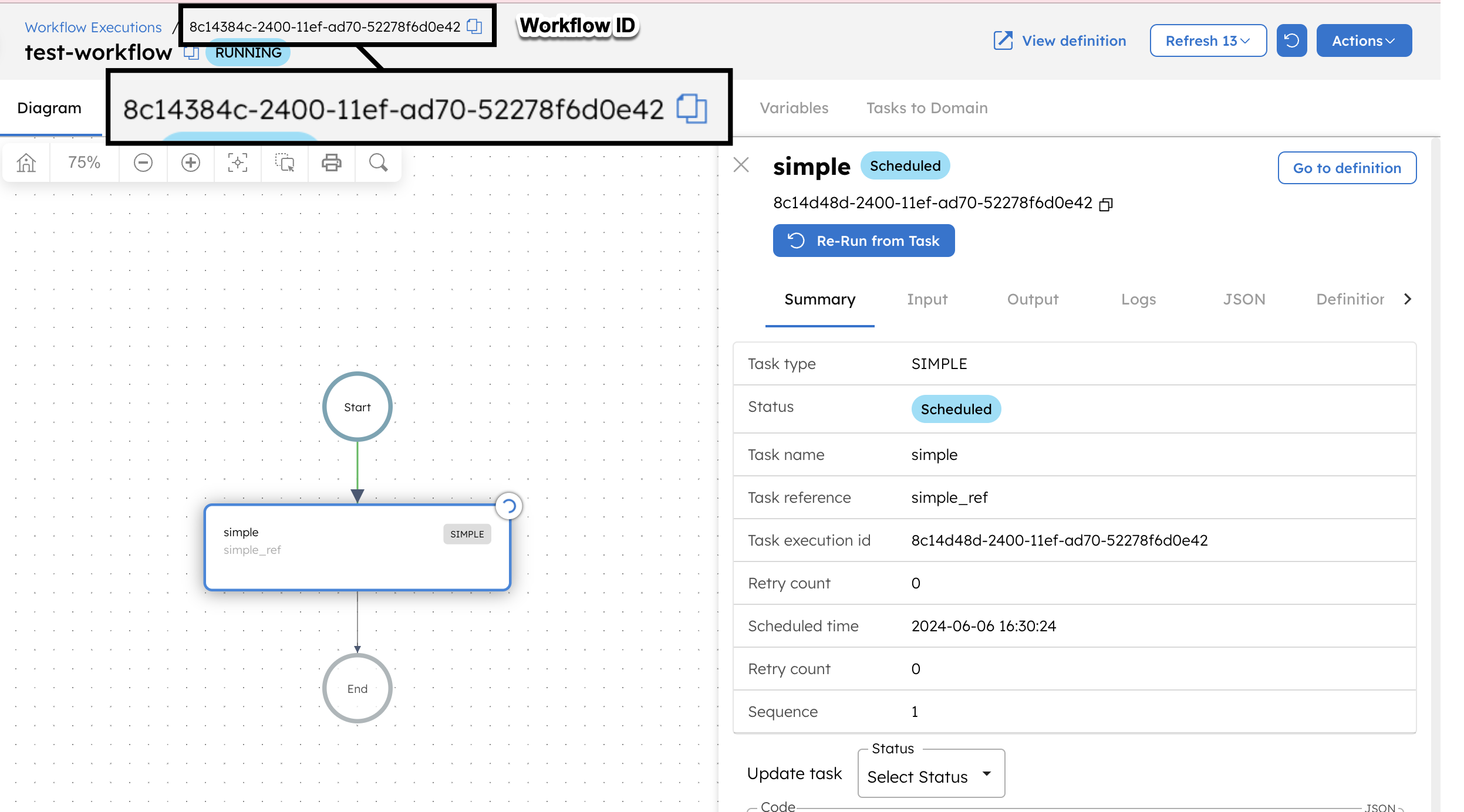 Getting the workflow (execution) ID of the workflow to be terminated