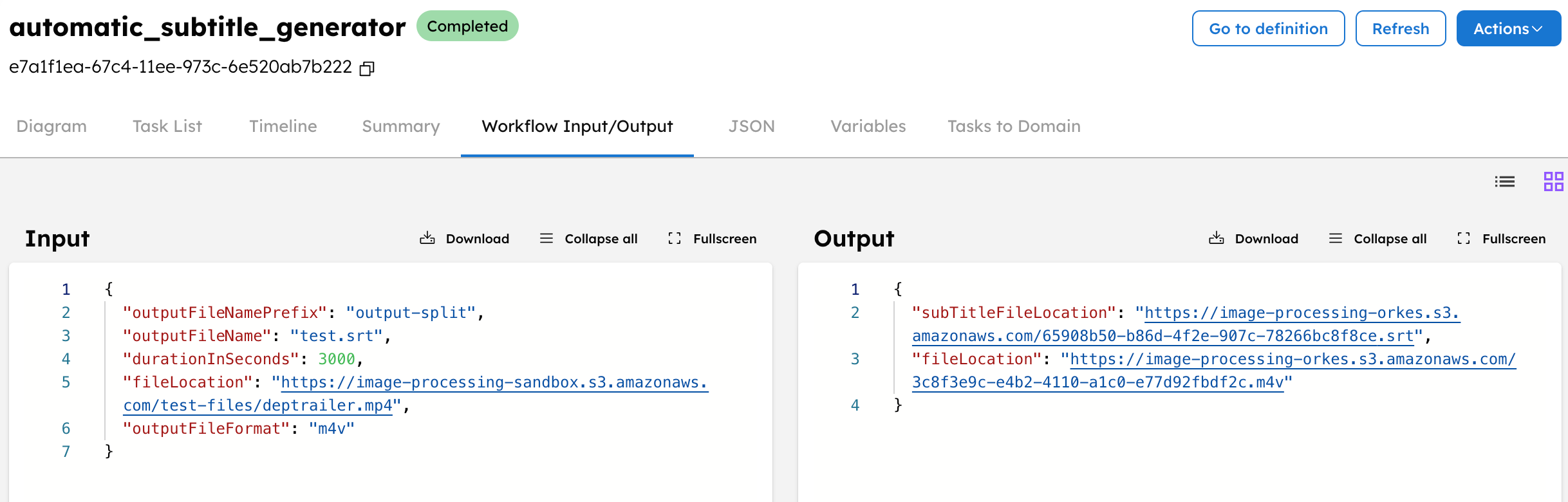 Workflow Output