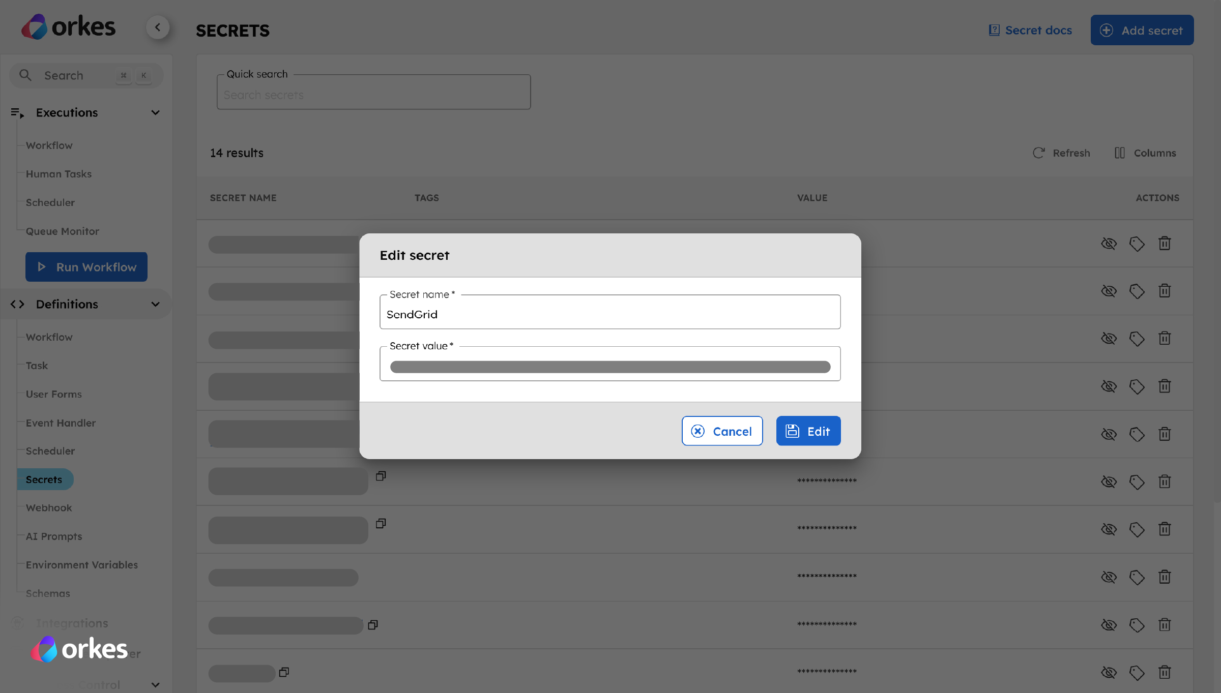 Creating a new secret in Orkes Conductor