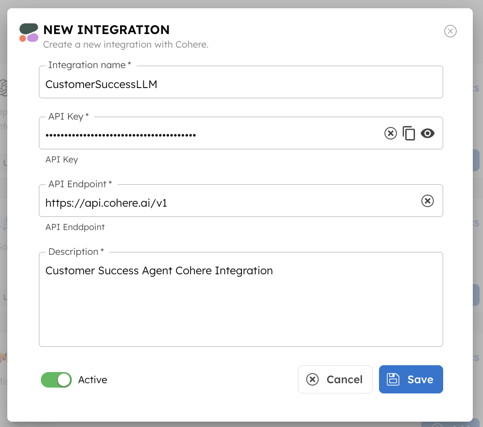 Cohere LLM Integration Setup