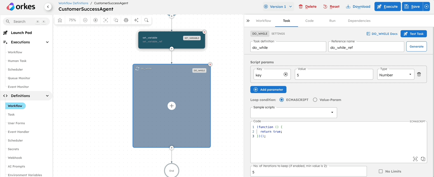 GIF of creating a task inside a DO_WHILE loop
