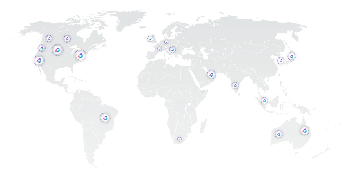 World map showing Orkes Cloud regions