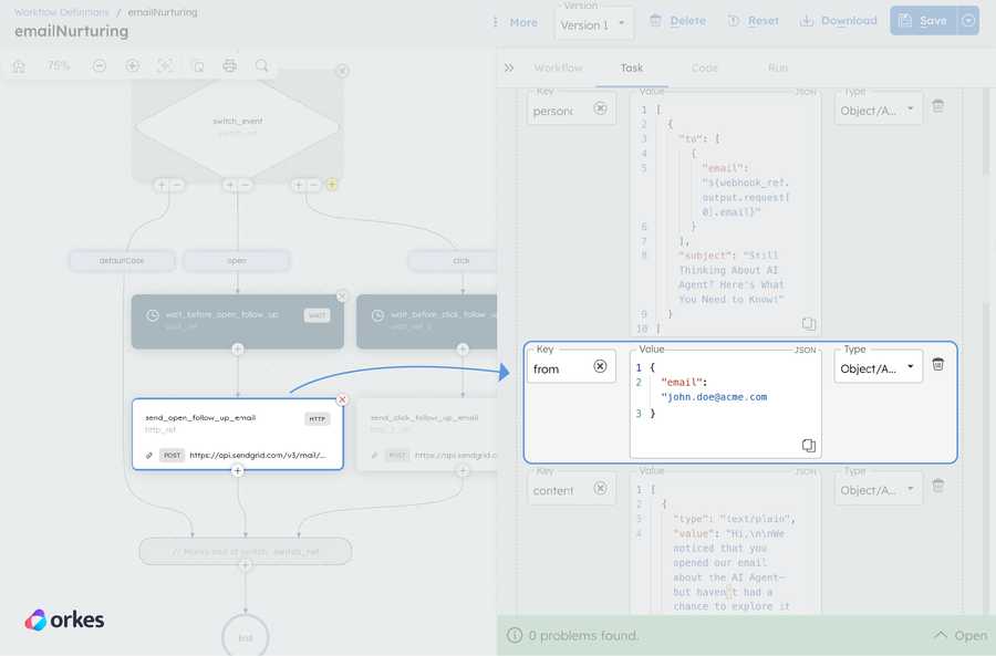 Modifying workflow to update the email address