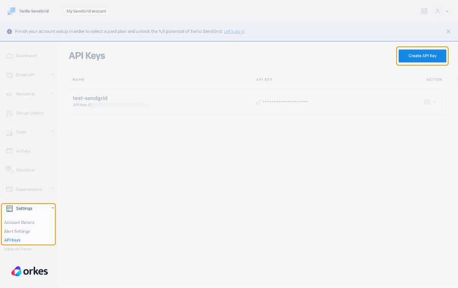 Generating API key from SendGrid