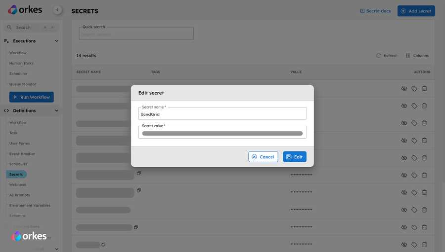 Creating a new secret in Orkes Conductor