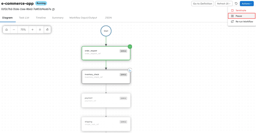 Pausing Workflows from Conductor UI
