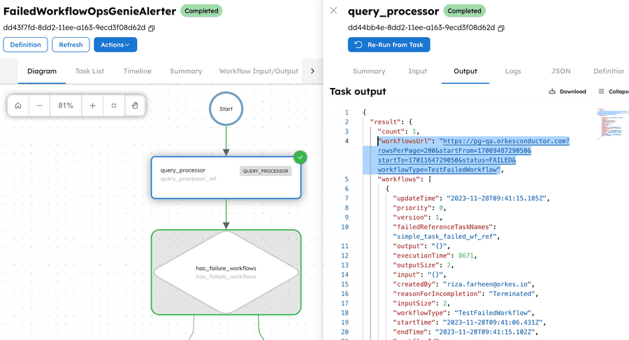 Verifying the output of the Query Processor task