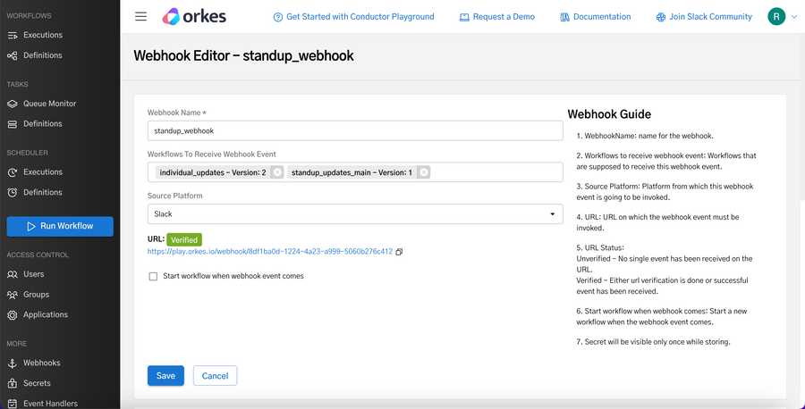 Webhook for Standup Bot