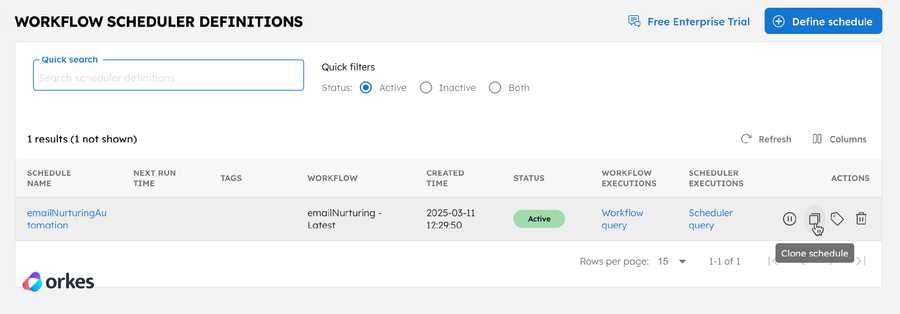 Cloning workflow scheduler in Orkes Conductor