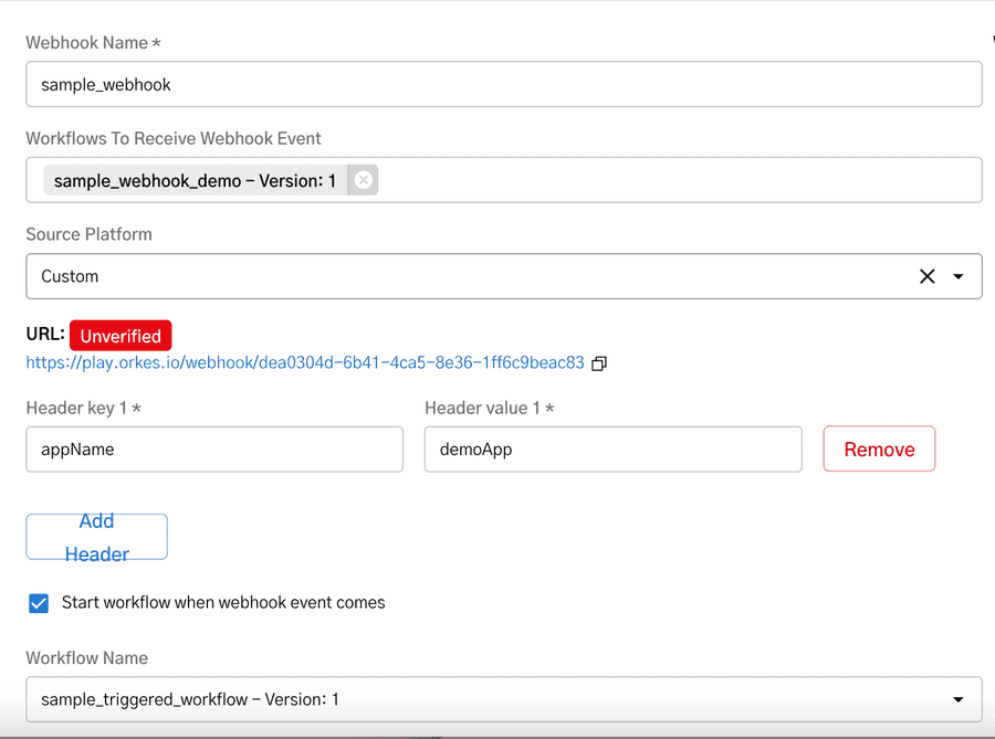 Webhook with URL unverified